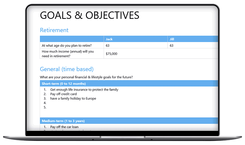 Financial Advice Goals and Objectives